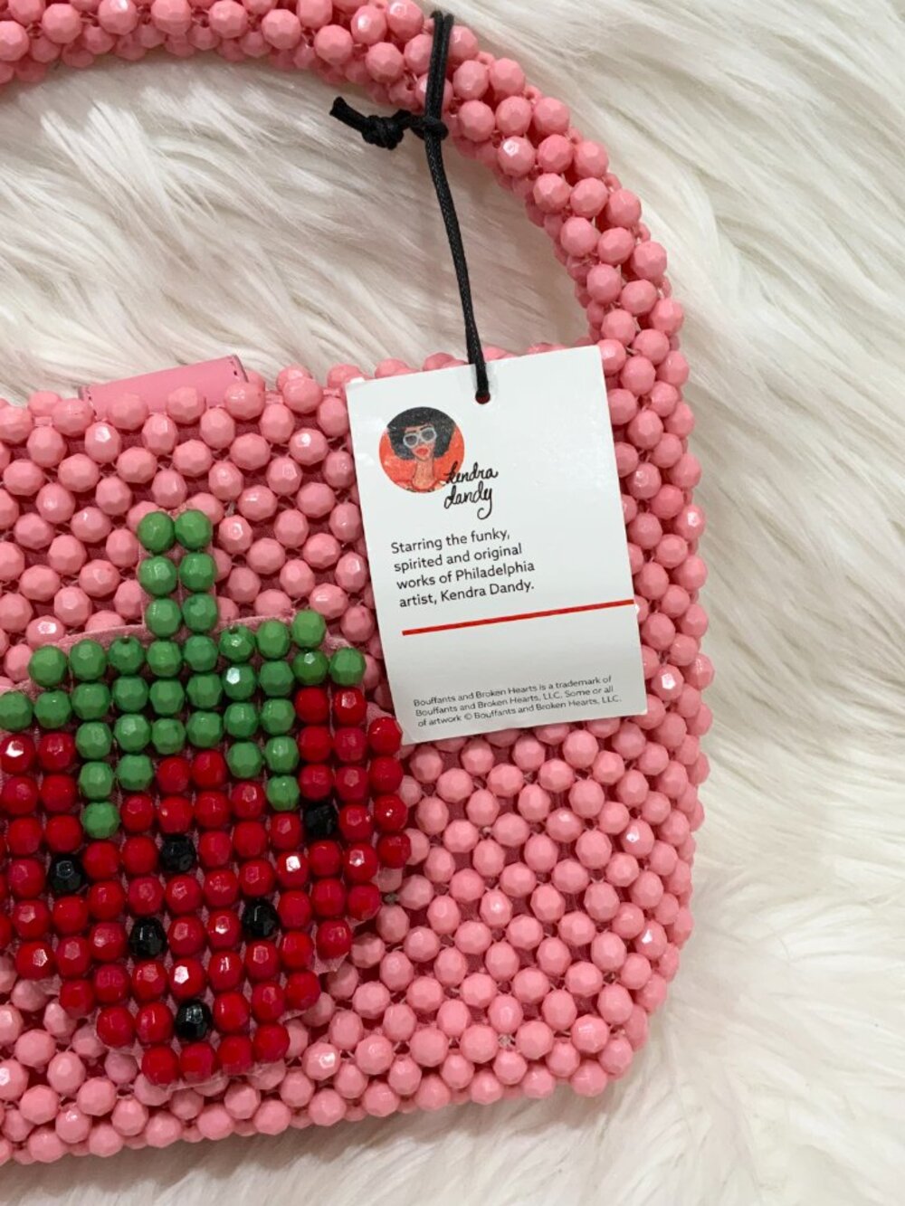 Bouffants and Broken Hearts Pink Beaded Strawberry Crossbody Bag NWT - Picture 2 of 6